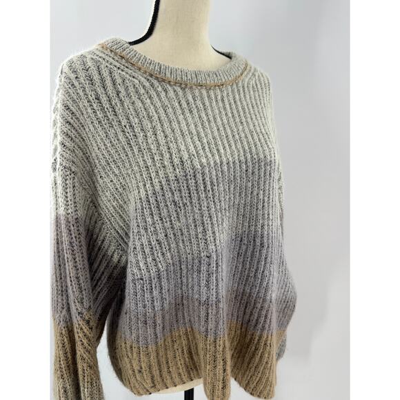 Jonathan Simkhai Allison Gray Green Asymmetrical Ombre Sweater Wool Alpaca M - Picture 2 of 9